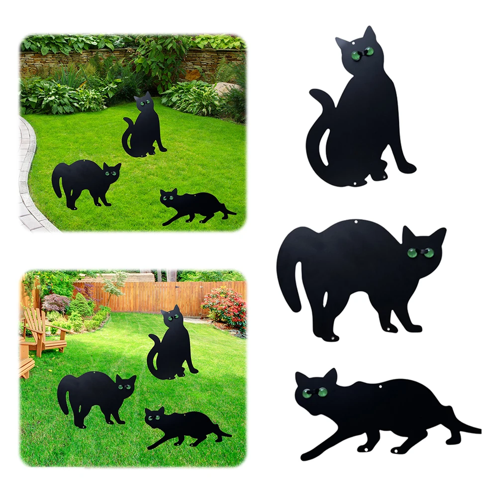 

3Pcs Black Cat Metal Garden Stakes with Reflective Eyes Black Cat Garden Scarer Outdoor Cat Decorative Stakes for Yard Outdoor