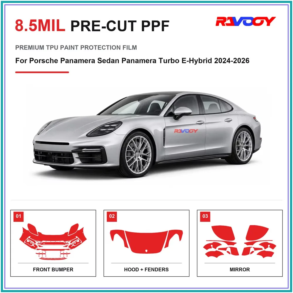 Precut PPF For Porsche Panamera Sedan Turbo E-Hybrid 2024-2026 8.5mil TPU Clear Paint Protection Film Self Healing Hydrophobic