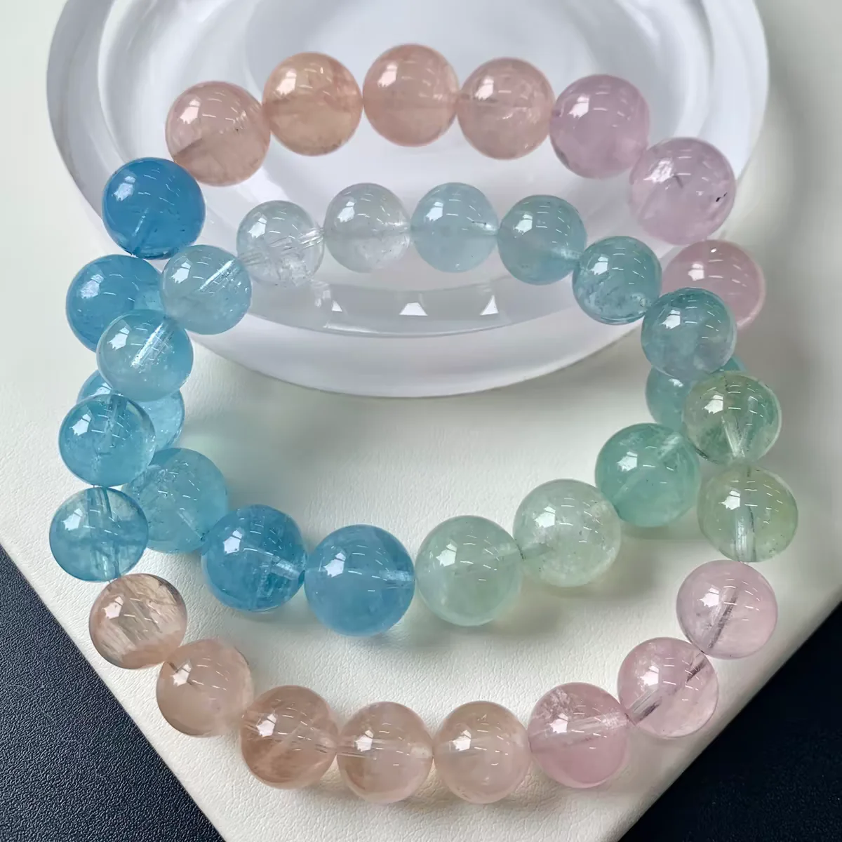 Natural Colorful Morganite Beryl Clear Abacus Beads Bracelet 8.5mm Women Stretch Crystal Red Morganite Drop Shipping AAAAA