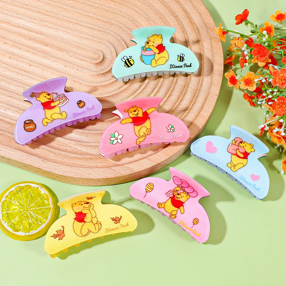 1PC/6PCS 디즈니 위니 더 푸 귀여운 헤어 클로, 다기능 헤어 액세서리 헤어 클로