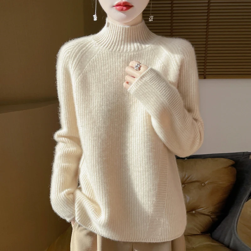 

Sweaters Winter Clothes Thick Women Knit Pullover Loose Casual High Collar Warm Knitwear Knitted Wool Comfortable Clothing Tops