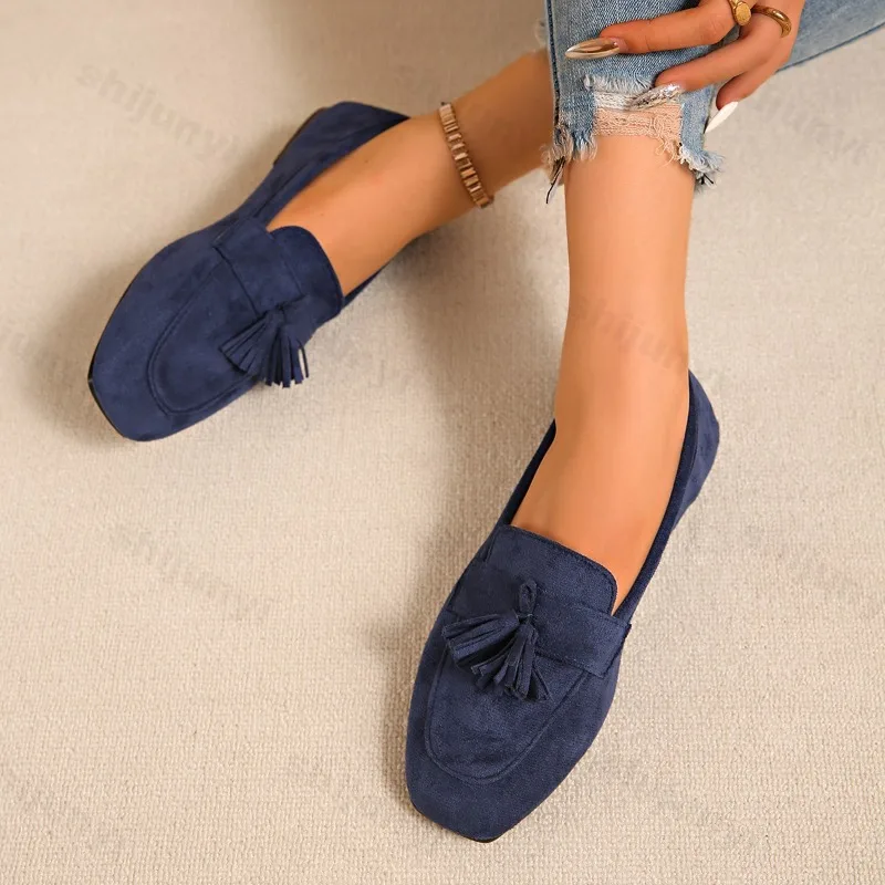 Woman's Flat Shoes Large Size Spring New Fashion Square Toe Comfortable Soft Ballet Flats Simple Versatile Casual Slip on Shoes