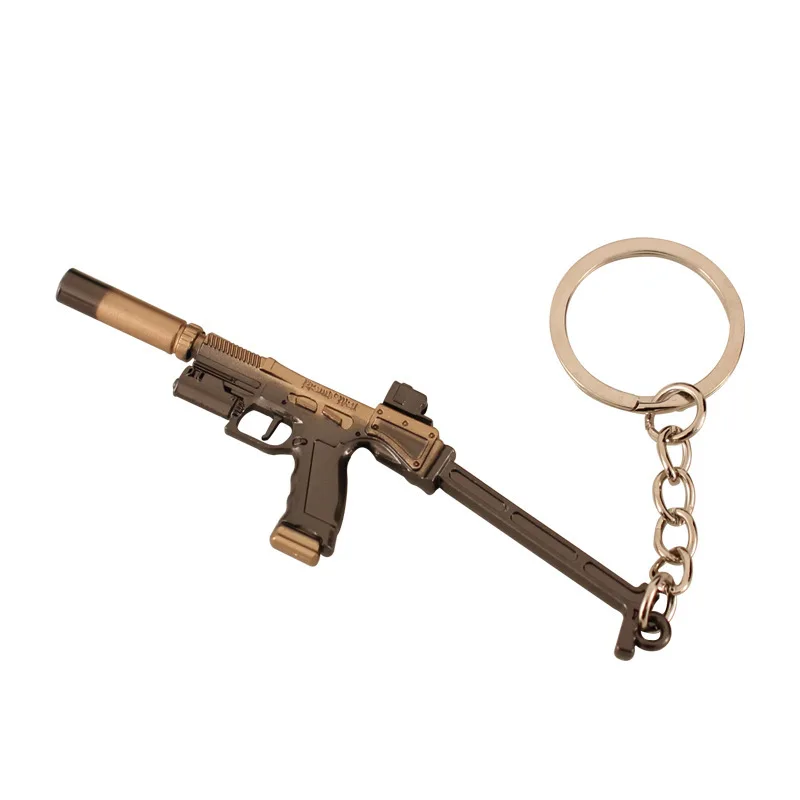 9cm Mini Gun Model Keychain USM-AI Model Jewelry Weapon Metal Pendant Key Chain Chaveiro Bag Car Key Holders Gift For Kids Men