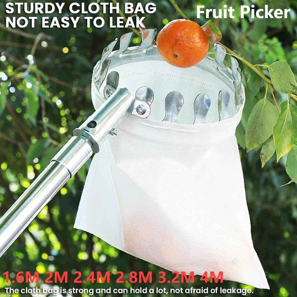1.6-4M Fruit Picker Tool Metal Cherry Picker Tool Telescopic Pole Fruit Picker Basket Harvester Garden Hardware Tools for Apples