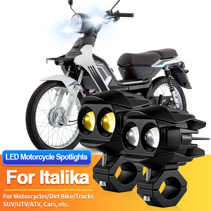 

1 Set Universal Motorcycles Headlight LED Fog Light Dual Color Spotlights for Italika BIT150/D125/DM200/DM250/DS150/DS150G/DT150