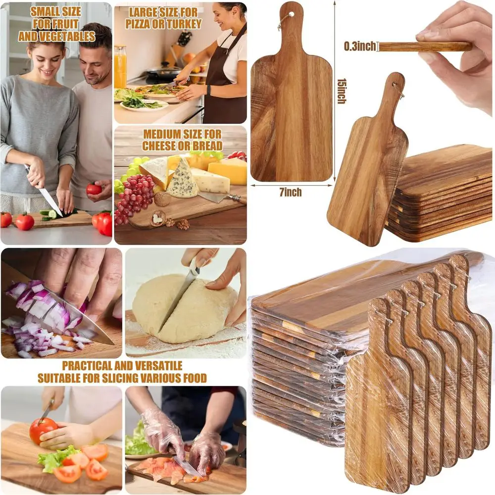 

Acacia Wood Charcuterie Set, 18-Piece with Handles, 15x7 Inches, Ideal for Kitchen Chopping and Serving, Perfect for DIY and Mot