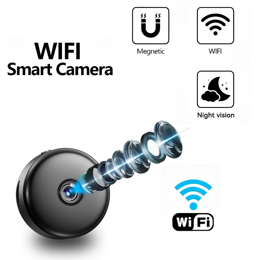 

Мини-камера A906 Smart WiFi, внутренняя камера видеонаблюдения с магнитным креплением, 3-4 часа автономной работы, ночное видение, циклическая запись, R