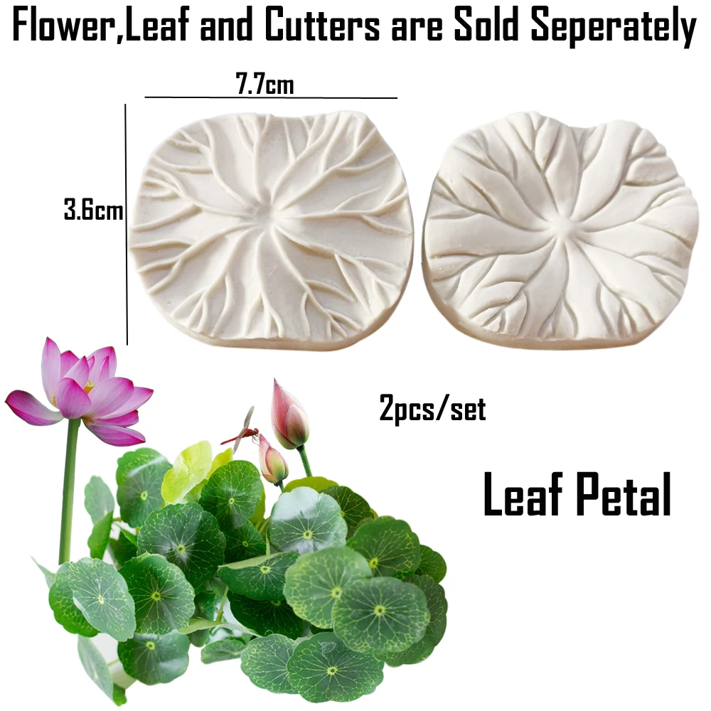 NEW 2pcs Lotus Silicone Mold Leaf Moulds DIY Cake Fondant Mould Dessert Chocolate Clay FondantDecoration Kitchen Bake Tool M2884