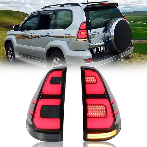 LED Tail Lights For Land Cruiser Prado 120 FJ120 LC120 2003-2009 Rear Lamps Taillights Dynamic Turn Signal Car Light Assemblies