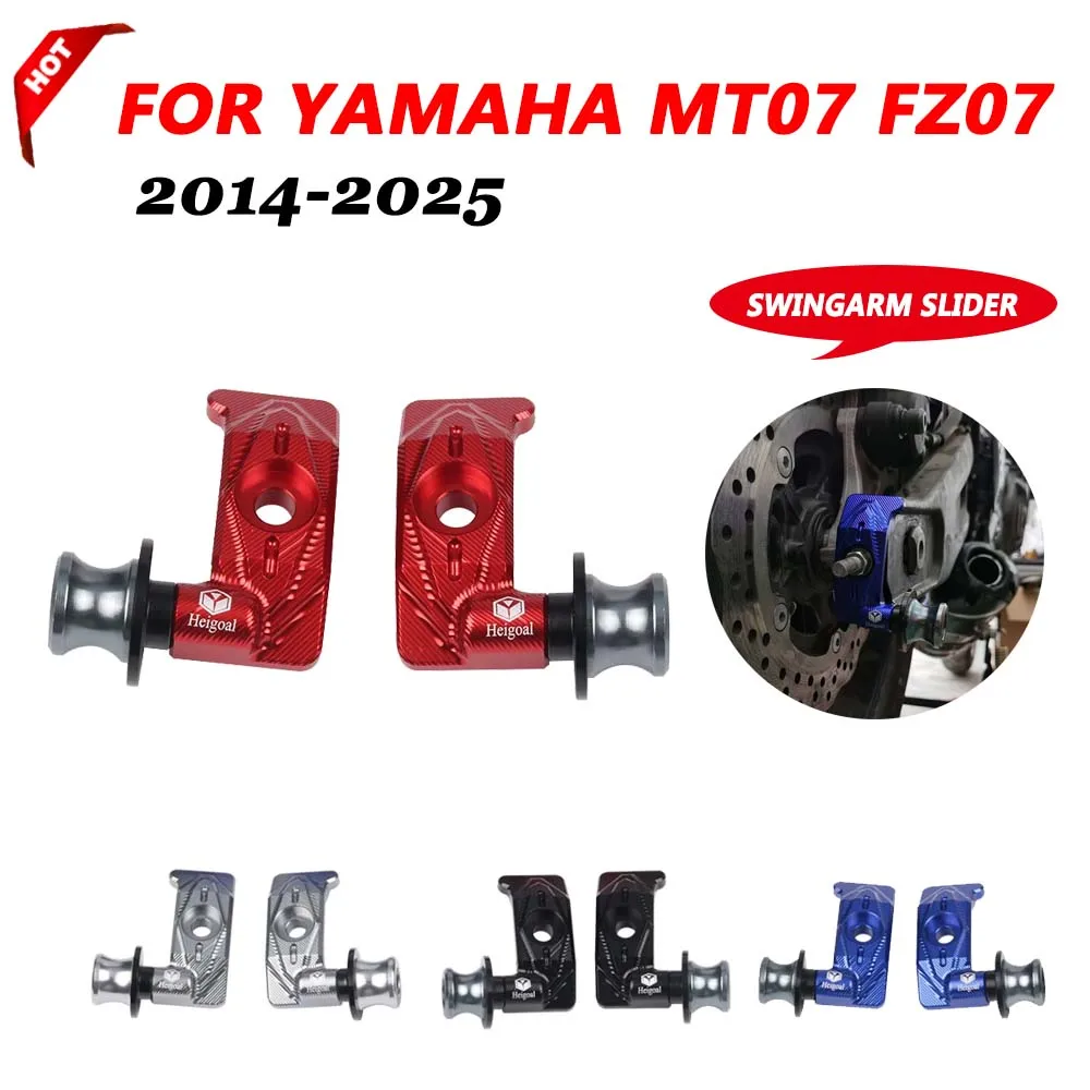 MT07 2025 Motorcycle Rear Wheel Axle Chain Adjuster Slider Swingarm Spool Mount For Yamaha MT-07 FZ07 FZ-07 FZ MT 07 2014 - 2024