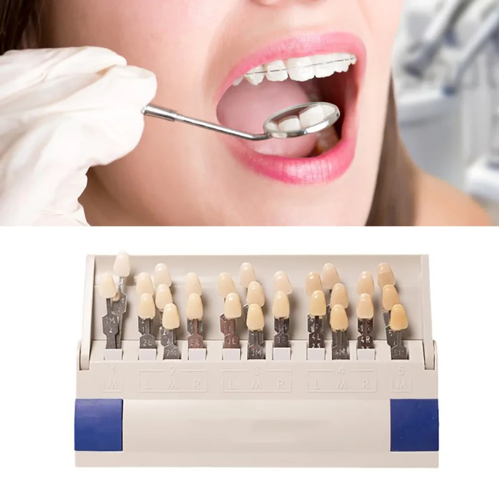 16 Colors Teeth Shade Guide Individually Removable Colorimetric Plate Teeth Whitening Guide 3D Master Vita Tooth