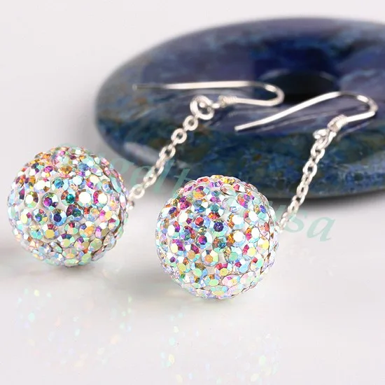 

AB Color Rhinestone Crystal Ball Dangle Drop Earrings Women Jewelry