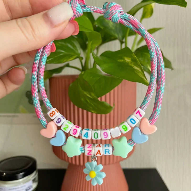 Handmade Heart Beaded Cat Collar with Love Charm, Adjustable Woven Rope Collar for Small Dogs Cats, Birthday Gift for Pets