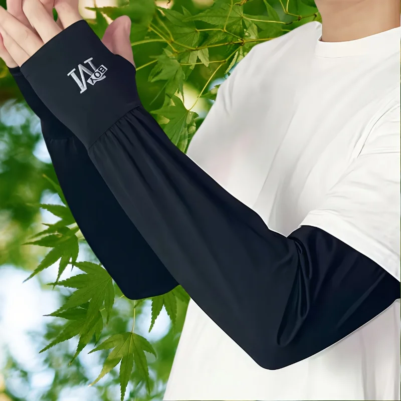 Men's breathable quick drying sunscreen sleeves, UV resistant and breathable outdoor sports cycling ice silk sleeves