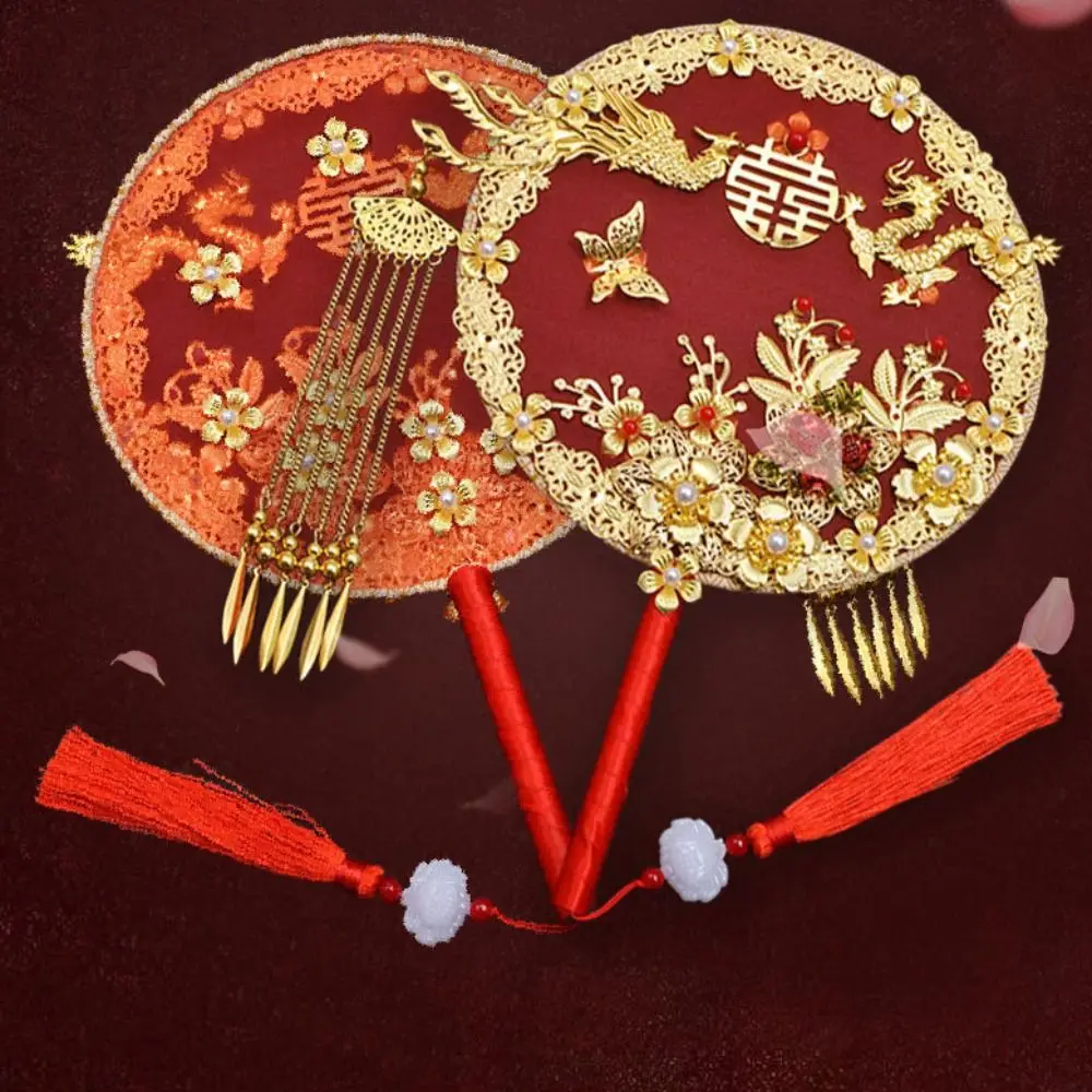 Fan Manual Ancient Style Decorative Fan Wedding Ceremony Bride Xiuhe Hand Holding Fan Round Fan Xiuhe Clothes Fan Tuan Fan