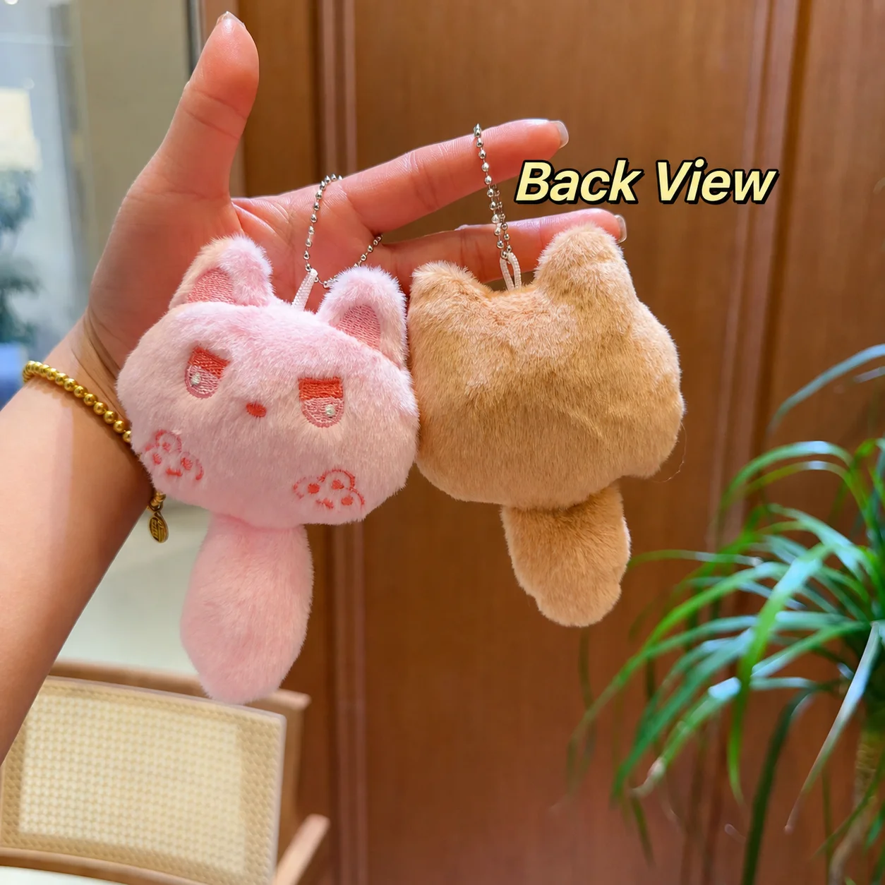 Plush Key Ring with Sound Squeak Cute Cartoon Long Tail Kitten Soft Fluffy Cat Plush Doll for Keychain Pendant Christmas Gift