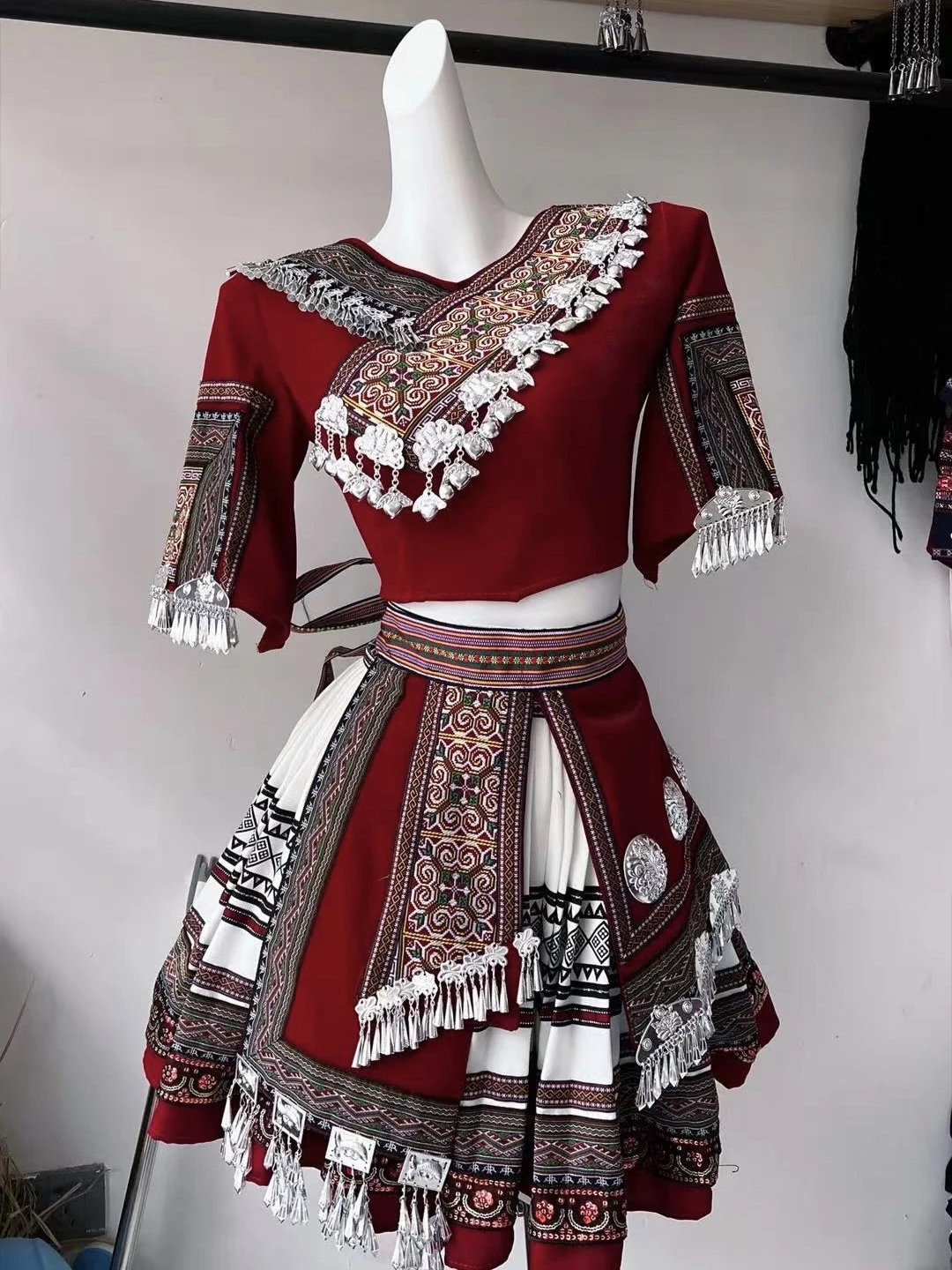Chinese Traditional Miao Costume Women's Clothing Adult Performance Tujia Dance Suit