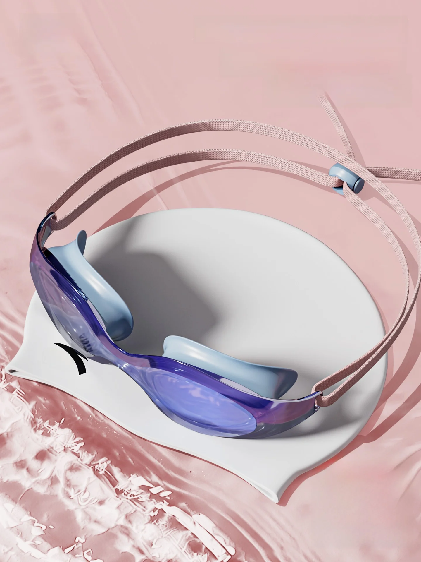 water-eye-honeycomb-swimming-goggles-men's-women's-high-definition-anti-fog-swimming-glasses-with-prescription-cap-set