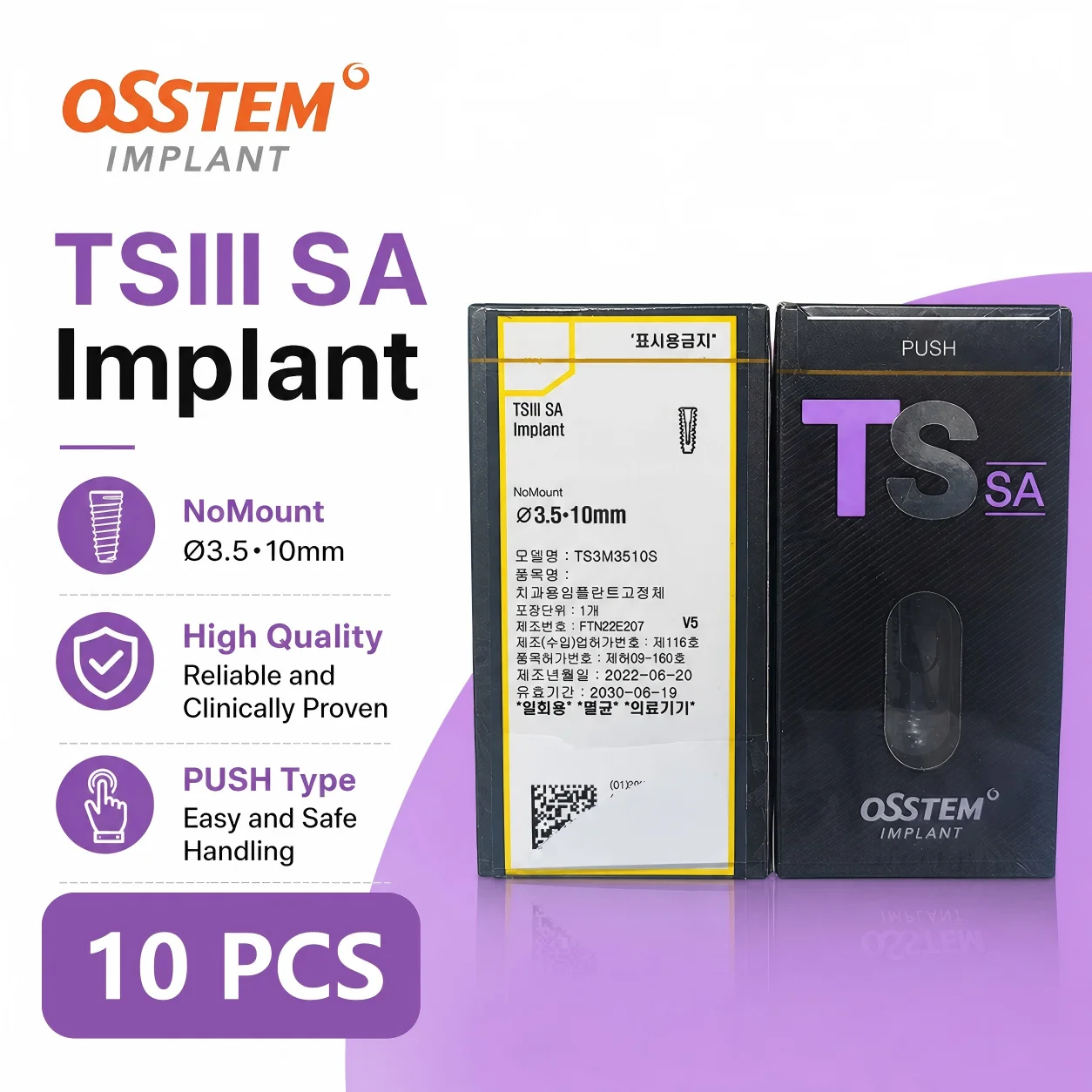 10Pcs Original Osstem TSIII SA Implant, 1.5° Tapered Body, SA Surface, Premium Korean Quality, In-Stock Ready