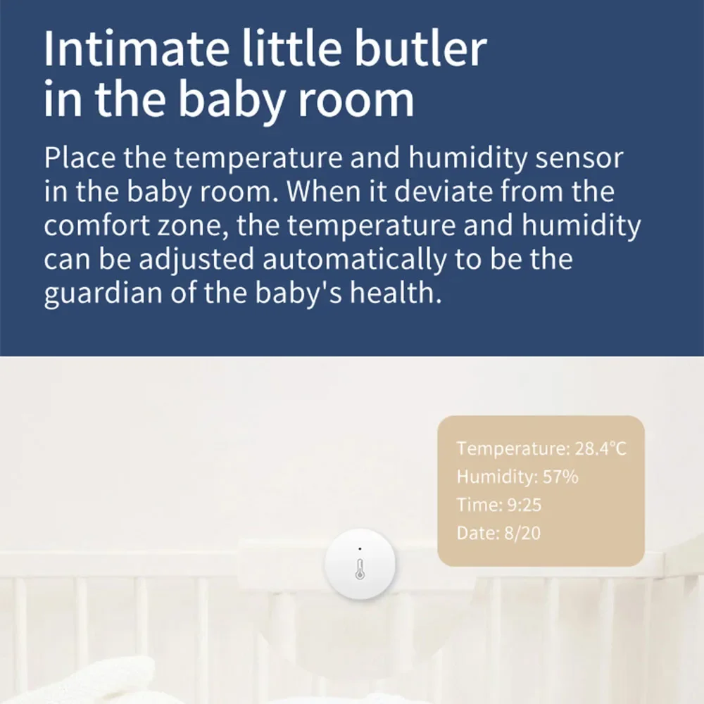 Smart ZigBee Temperature And Humidity Sensor Battery Powered Indoor Mini Hygrometer Work With Alexa Google Home