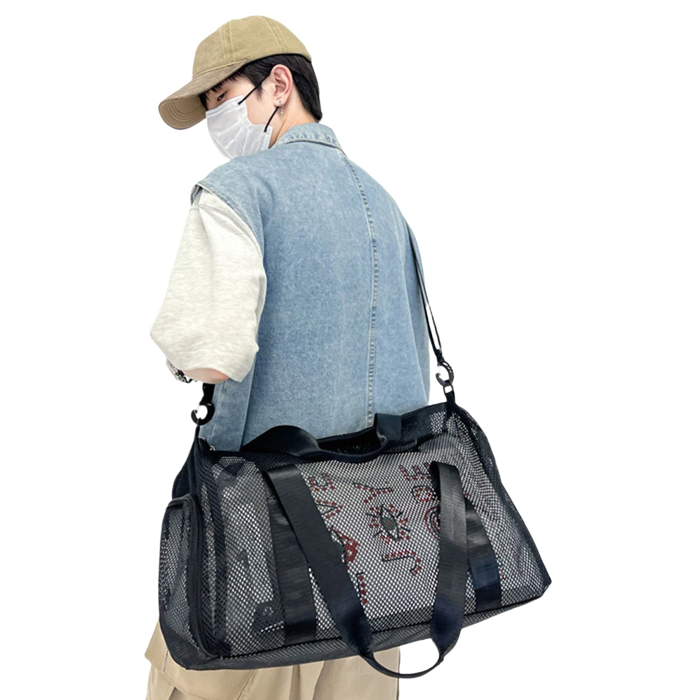 

Mesh Travel Duffle Bag Overnight Weekender Bags with Shoe Compartment Carry On Sport Bag Dry Wet Separation for Yoga Sports