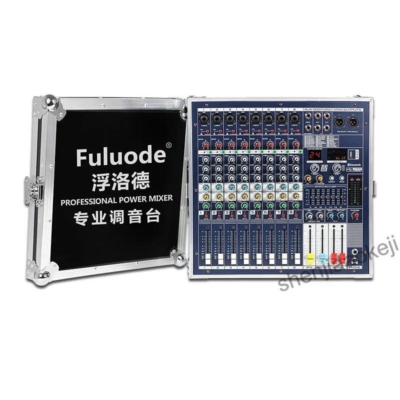 Mezclador de potencia profesional, mezclador profesional LCD Dual de alta potencia con gabinete de escenario, efecto de reverberación Bluetooth, 220V, 1800w