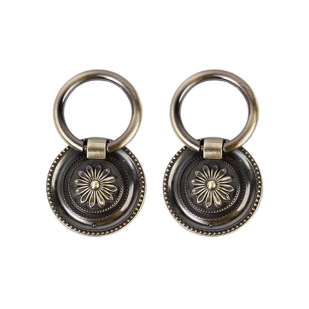 

2 Pair Bronze Cabinet Handles Vintage Brass Knobs for Kitchen Dresser Drawer Cupboard Furniture Zinc Alloy Hard