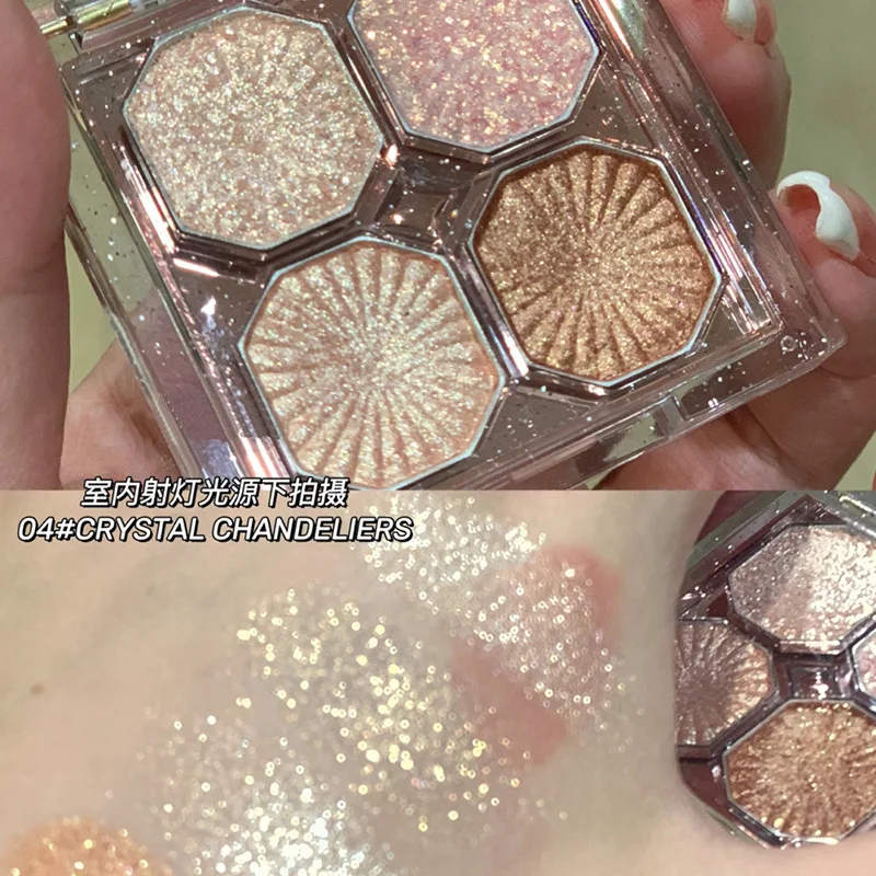 Gem Eyeshadow Palette Pearl Matte Long Wear Shiny Glitter Portable for Daily Stage Makeup