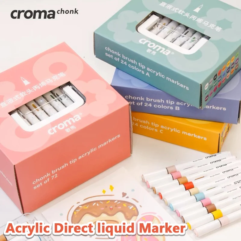 croma acrilico liquido direto marcador esboco a prova dagua oleoso alcool a base de caneta para graffiti arte rupestre suprimentos 72 cores 48 cores 24 cores 01