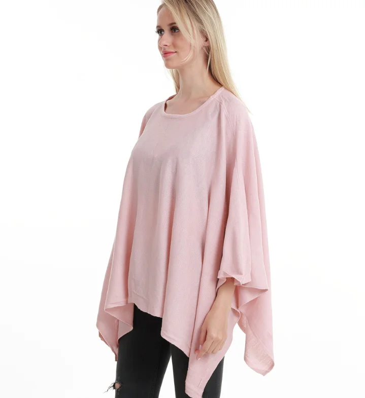 

Spring Autumn Coverall Solid Color Loose Knit Cloak Fashion Pullover Shawl Fashion Street Poncho Lady Capes Pink Cloaks