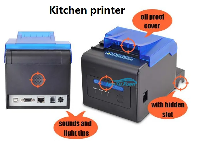 Маслостойкий 80 мм кухонный Термальный чековый принтер с динамиком, заказывая все в одном, терминалы, сканер терминалов и