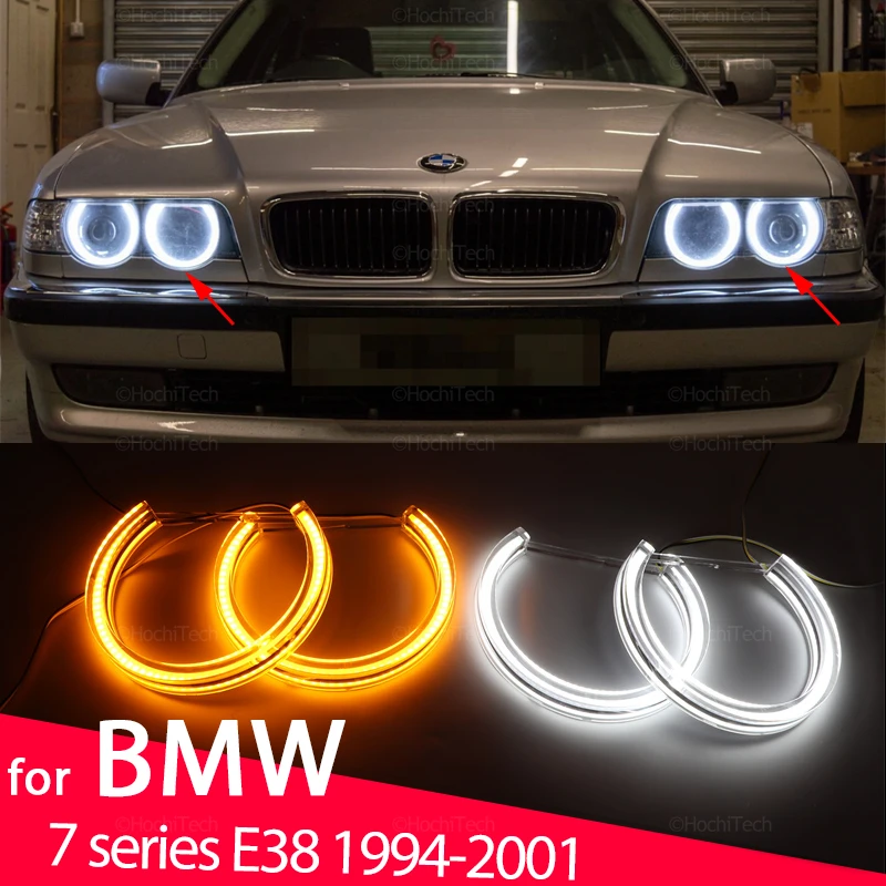 

White Yellow LED Headlight Angel Eyes Bulb Halo Ring for BMW 7 series E38 1994-2001 728i 728iL 730i 730iL 735i 735il 740i 740il