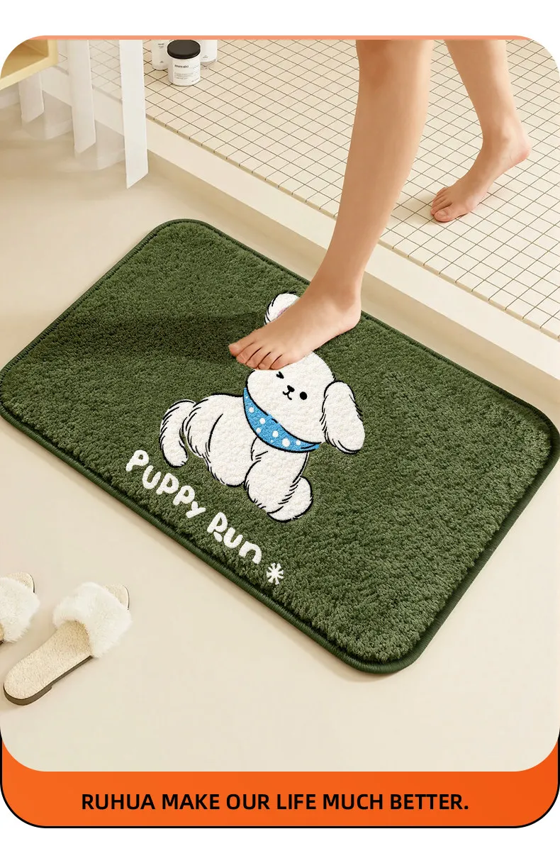 Fleece bathroom floor mat, non-slip mat at the door of the bathroom, imitation velvet household floor mat, small carpet