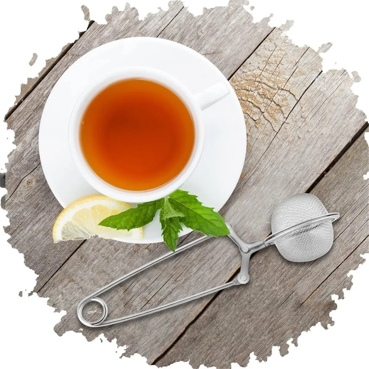 304 Stainless Steel Tea Infuser Ball - Press Handle Strainer for Loose Leaf Tea, Herbs - Reusable Filter for Brewing