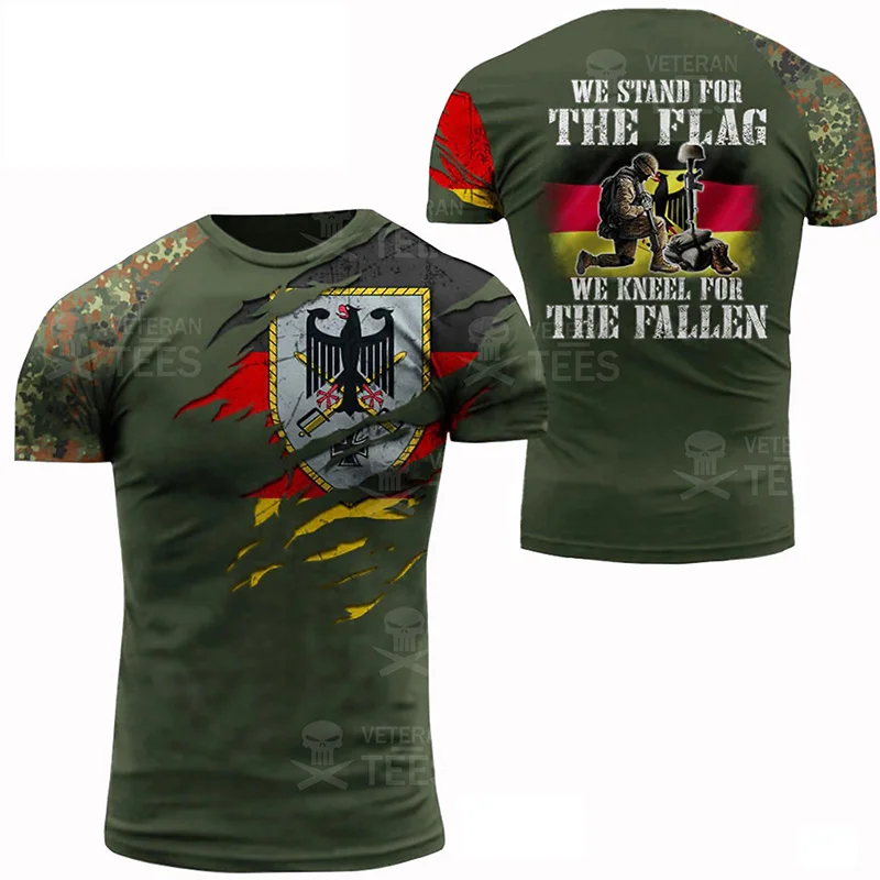 Germany Flag T Shirt Men Tops Tee Shirts 3D Jungle Camo Printed Deutschland Eagle Emblem T-Shirt Olive Beige Forest Short Sleeve