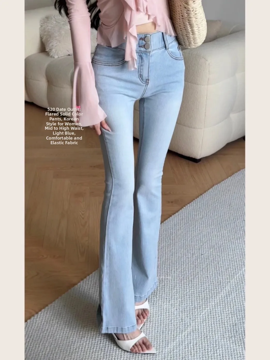 

High Waist Stretchy Double Buckle Korean Style Pure Desire Women's Jeans Cotton Elastic Denim Long Pants Casual Spring Autumn
