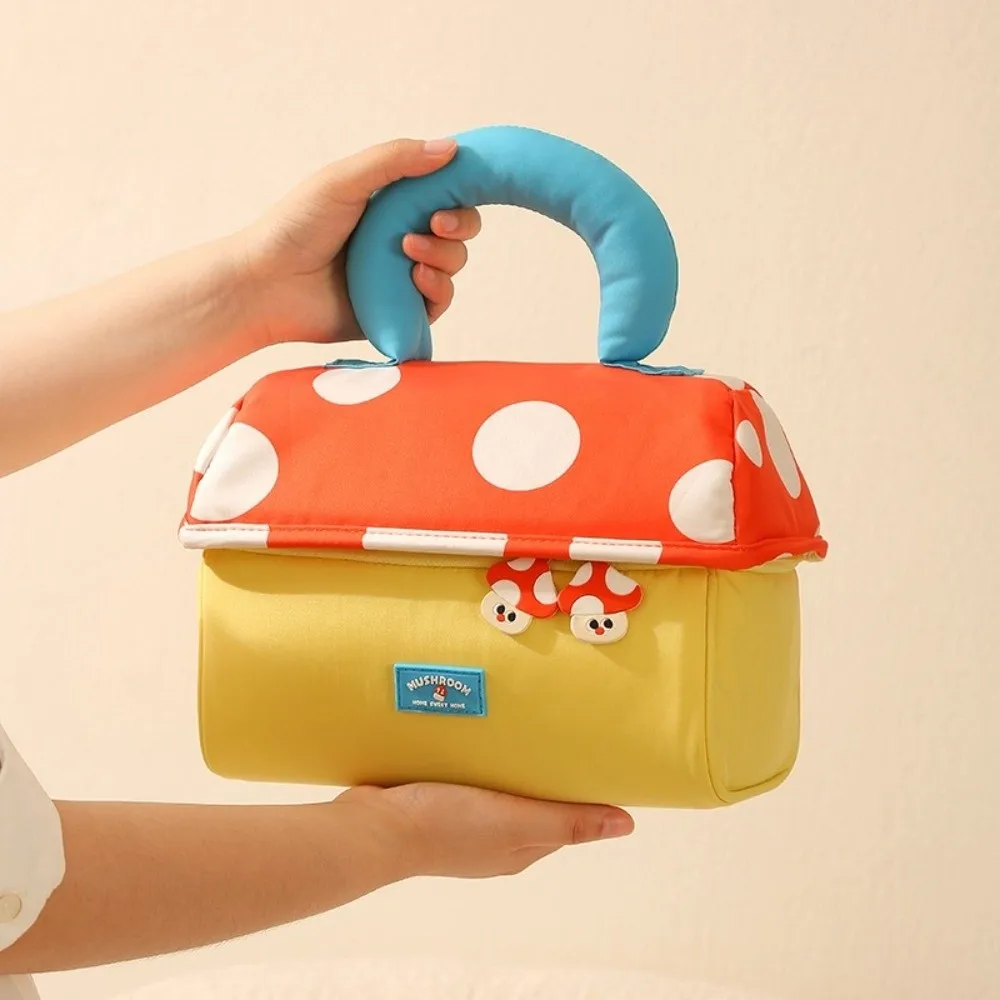 

Oxford cloth Mushroom Makeup Bag Large Capacity Multifunctional Handheld Cosmetic Case Aesthetic Zipper Toiletry Bag Travel