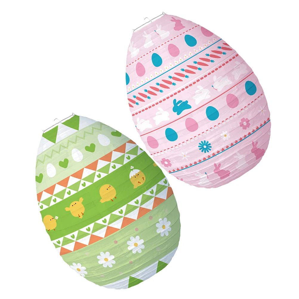 

2 Pcs Easter Egg Shape Theme Party Decorations Hanging Ornament Rabbit