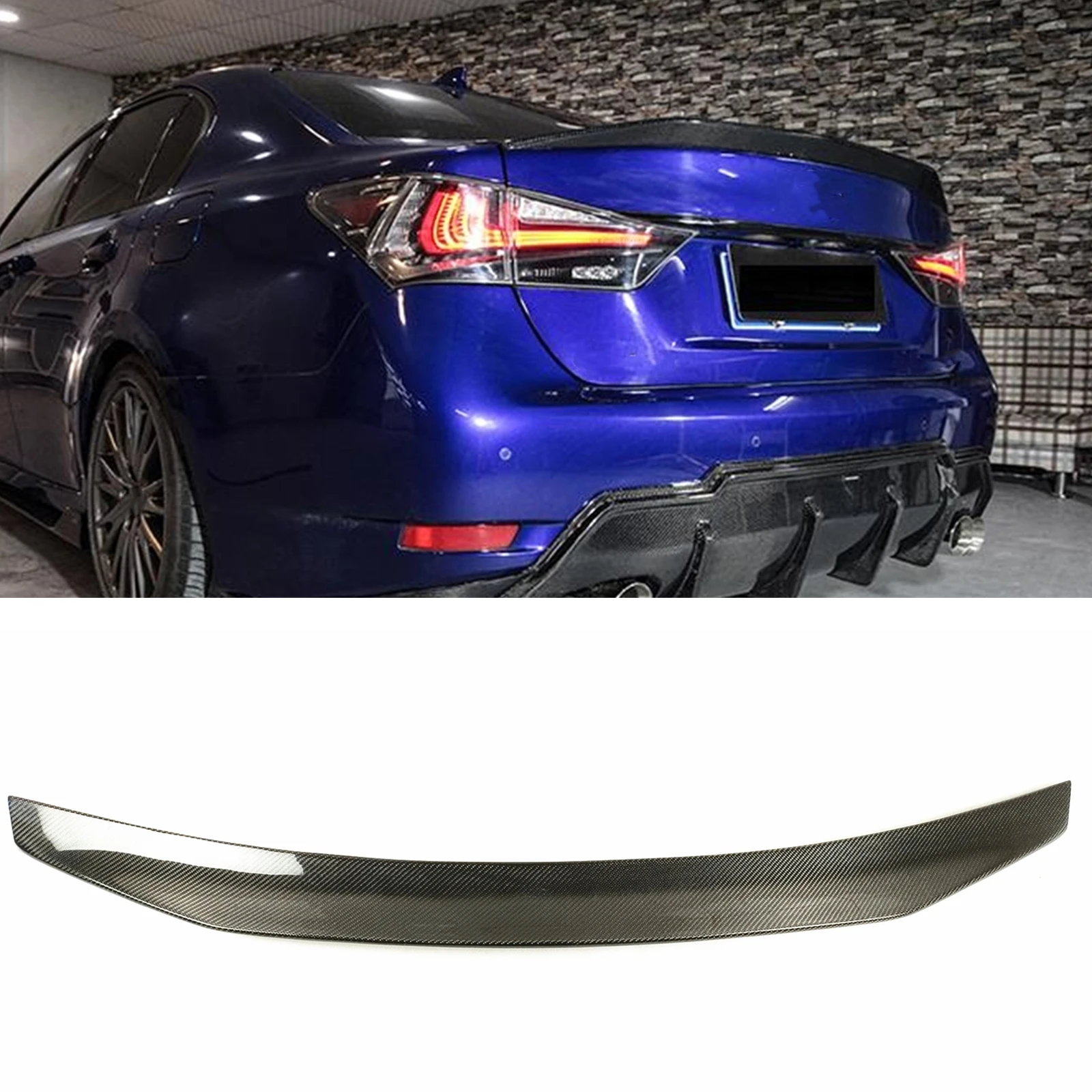 

For Lexus GS200 GS300 GS450h GS350 GS-F GS200t Sedan 2013-2020 Carbon Fiber Car Rear Trunk Spoiler Lip Wing Splitter