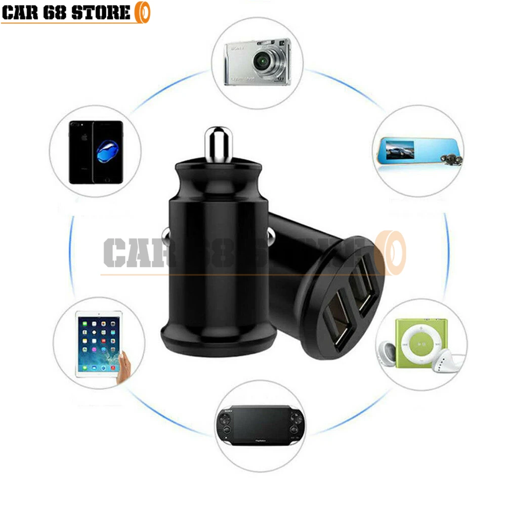 Car Truck Dual 2 Port USB Mini Charger Adapter USB Phone Auto Charger Adapter for Mobile Phone Tablet Car Charge