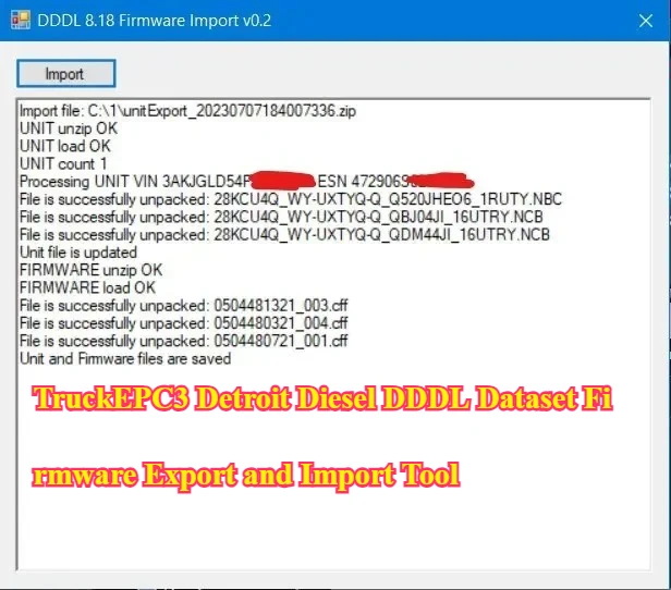 

TruckEPC3 Detroit Diesel DDDL Инструмент для экспорта и импорта набора данных