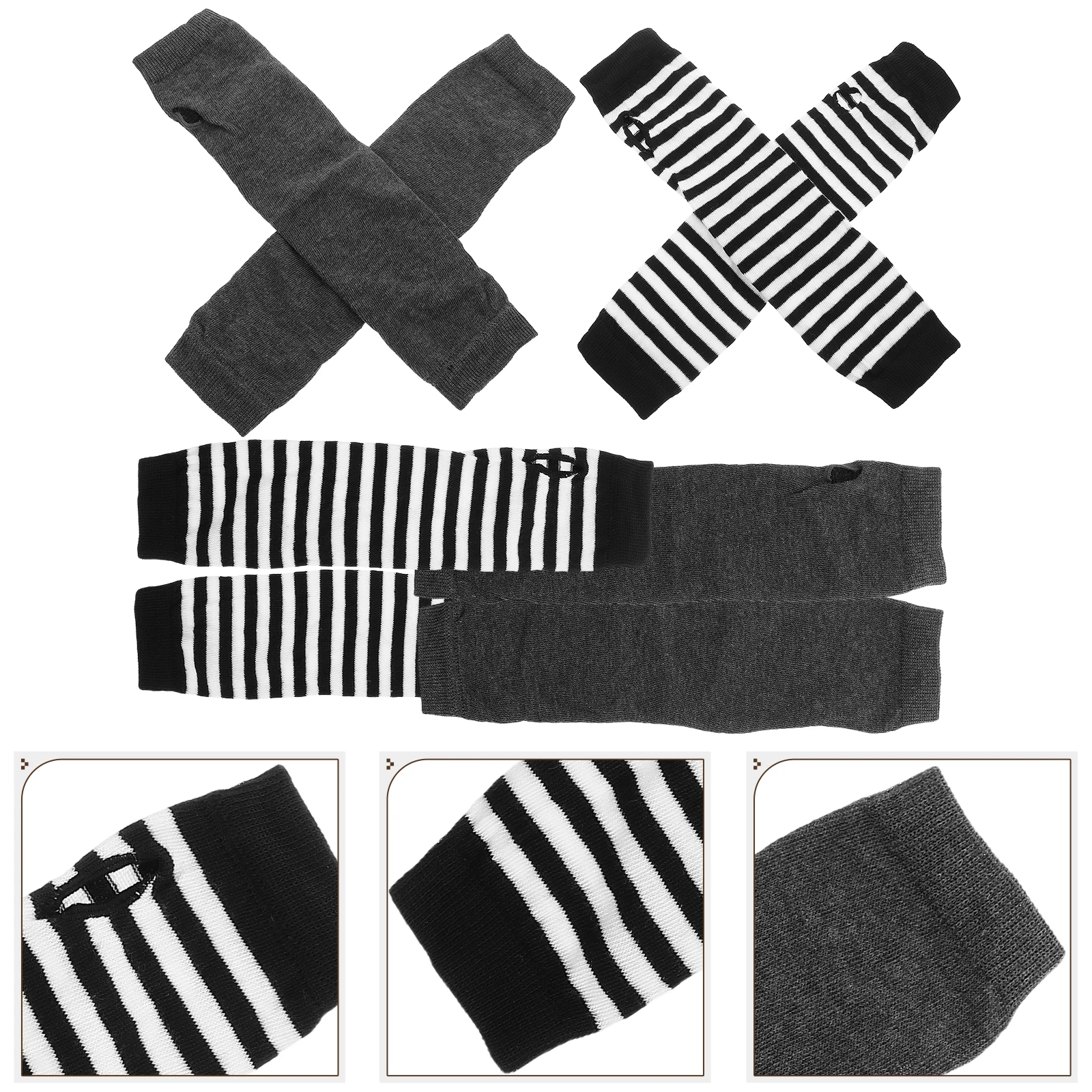 

Punk Striped Sleeves 4 Pairs Forearm Women Colorful Polyester Protective Arm Covers Anti-Friction Gardening Labor Protection