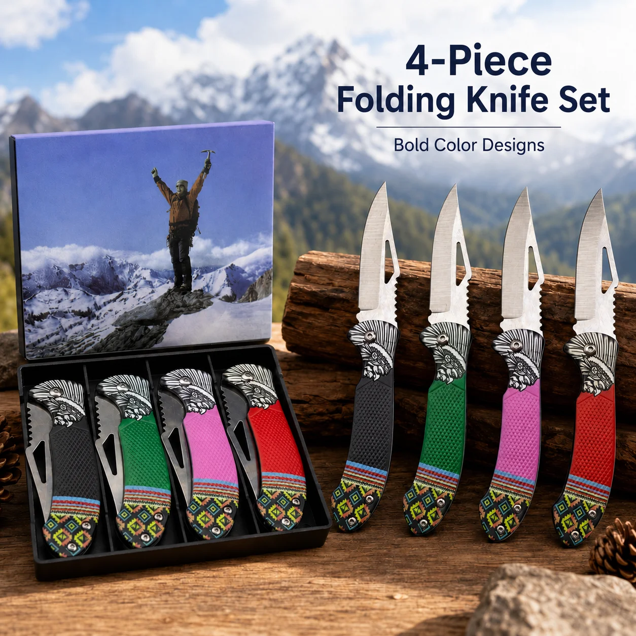 Camping Cooking Knife Set - Ensemble de 4 couteaux pliants de