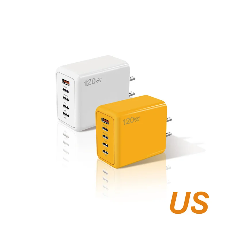 شاحن USB متعدد المنافذ بقدرة 120 وات PD، 4 منافذ PD، 1 منفذ USB، محول شحن سريع لهواتف iOS وأندرويد مع ماس كهربائى #6