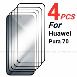 2/4PCS Tempered Glass For Huawei Pura 70 Screen Protector Huawei Pura 70 Full Glue Glass Protector Phone Film For Huawei Pura 70