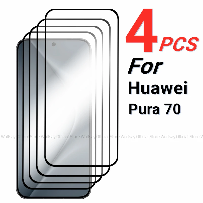 2/4PCS Tempered Glass For Huawei Pura 70 Screen Protector Huawei Pura 70 Full Glue Glass Protector Phone Film For Huawei Pura 70