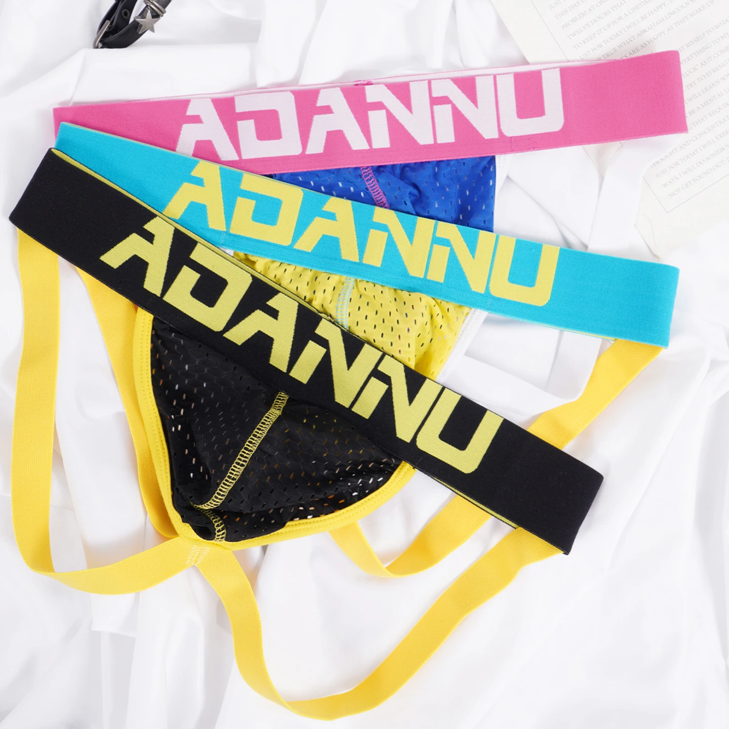 Men's Summer Thongs Double Ding Breathable Mesh 3D Stereo Pouch Sport Briefs Underwear High Elastic Nylon Zero Restraint Panties
