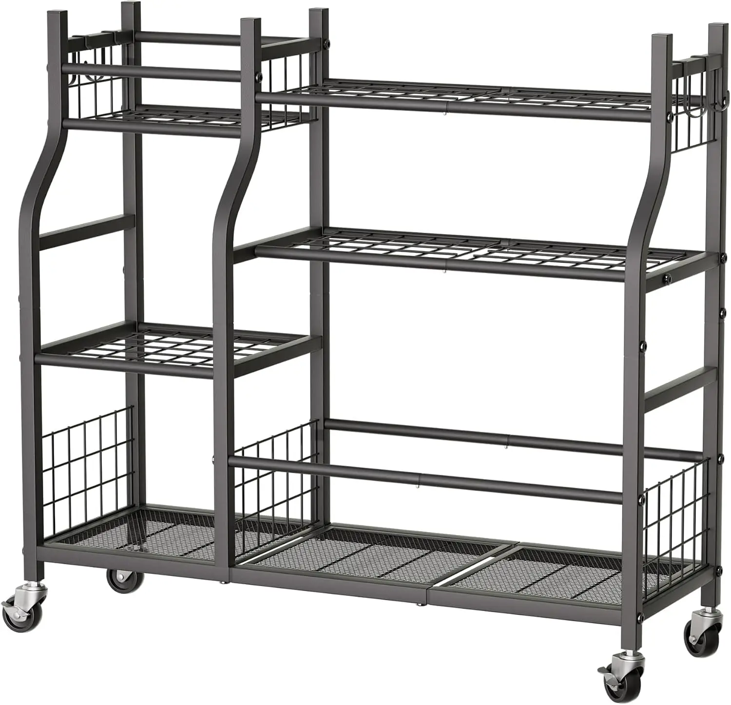 Garden Tool Organizer with Wheels - Multi-Tier Rolling Cart for Garage, Shed, Yard Storage, Holds Rakes, Shovels, Brooms - view 6