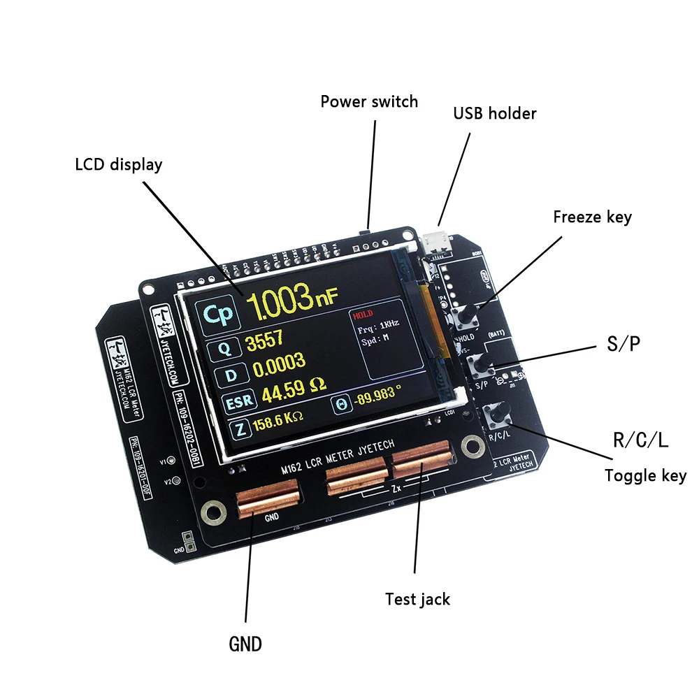 M162 LCR high precision tester under 1 ohm resistance 15pF capacitance 10 micro Heng inductance fast measurement LCD