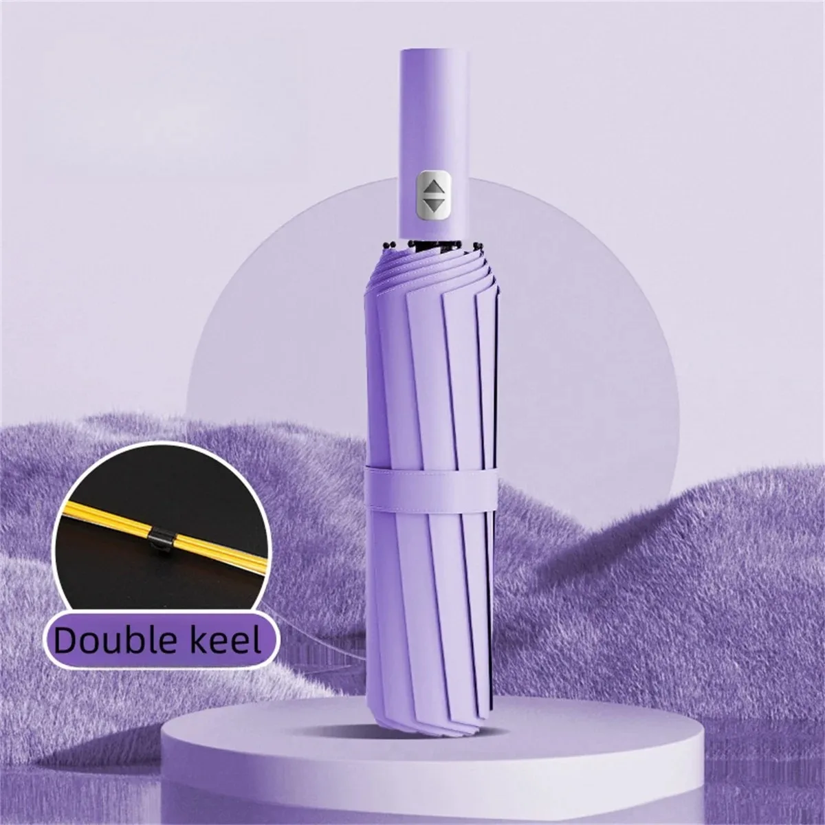 

1 шт., полностью автоматический зонт с 12 костями, черный клей, с толстым и прочным килем, трехкратный зонт, устойчивый к ультрафиолетовому излучению складной зонт